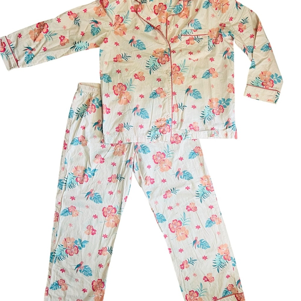 Margaritaville Floral Pajama Set - White and Pink size medium cotton excellent c